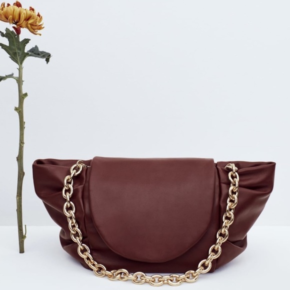 ZARA BNWT Pleated Leather Clutch Shoulder Bag - Picture 4 of 7